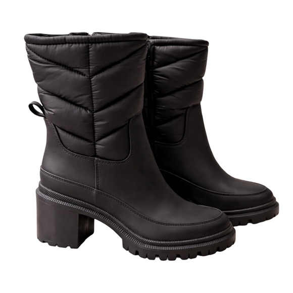 INC International Concepts Shoes - INC Black Puffer Ankle Boots Lug Sole 2.5in Block Heel Sz 8 Sulu01